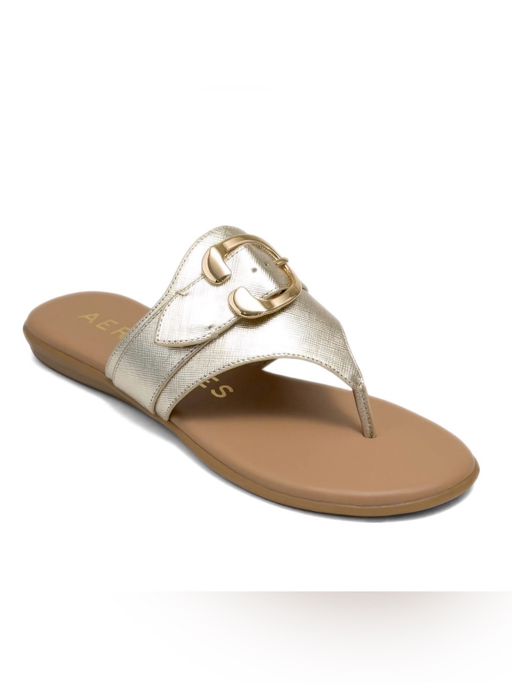 AEROSOLES Soft Gold Metallic Thong Sandal